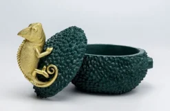 Pudełko Na Biżuterię Lub Kosmetyki Chameleon 20 Cm Zielono-złote*KARE Design Hot
