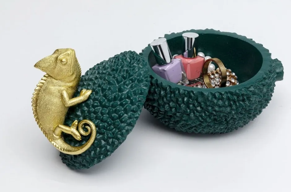 Pudełko Na Biżuterię Lub Kosmetyki Chameleon 20 Cm Zielono-złote*KARE Design Hot