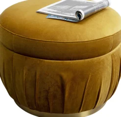 Pufa Do Salonu Okrągła W Kolorze żółtym Ø56x42 Cm*KARE Design Discount