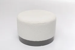 Pufa Kremowa Boucle Okrągła Podstawa Szara Ø55x35 Cm*KARE Design Discount