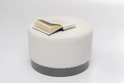 Pufa Kremowa Boucle Okrągła Podstawa Szara Ø55x35 Cm*KARE Design Discount