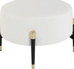 Pufa Tapicerowana Biała Na Czarno-złotych Nóżkach Ø55 Cm*KARE Design Best