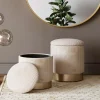 Pufy Tapicerowane Ze Schowkiem Beżowe Podstawy Złote 2-set*KARE Design Discount