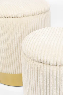 Pufy Tapicerowane Ze Schowkiem Beżowe Podstawy Złote 2-set*KARE Design Discount