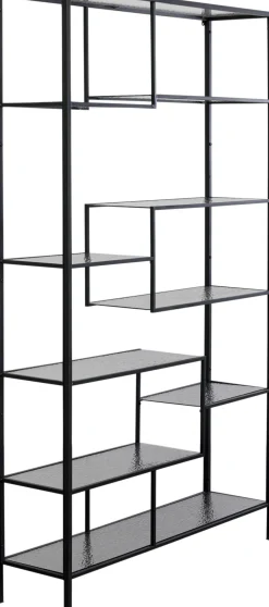 Regał Stojący Loft Czarny Ze Szklanymi Półkami 115x195 Cm*KARE Design New
