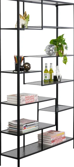 Regał Stojący Loft Czarny Ze Szklanymi Półkami 115x195 Cm*KARE Design New