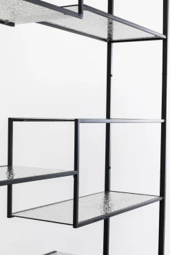 Regał Stojący Loft Czarny Ze Szklanymi Półkami 115x195 Cm*KARE Design New