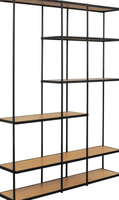 Regał Stojący Półki Naturalne Fornir Dębowy Rama Czarna Stalowa 150x200 Cm*KARE Design Discount