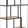 Regał Stojący Półki Naturalne MDF Laminowany Rama Czarna Stalowa 77x185 Cm*KARE Design New