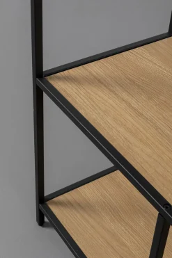 Regał Stojący Półki Naturalne MDF Laminowany Rama Czarna Stalowa 77x185 Cm*KARE Design New