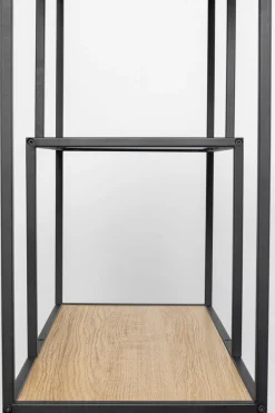 Regał Stojący Półki Naturalne MDF Laminowany Rama Czarna Stalowa 77x185 Cm*KARE Design New