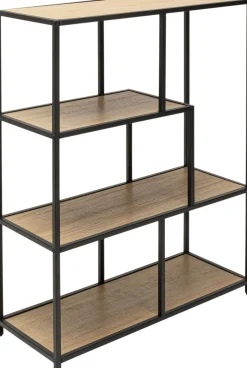 Regał Stojący Półki Naturalne MDF Laminowany Rama Czarna Stalowa 77x100 Cm*KARE Design Sale