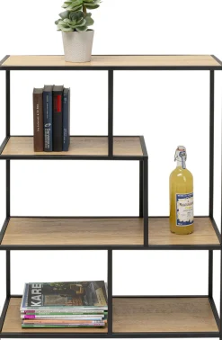 Regał Stojący Półki Naturalne MDF Laminowany Rama Czarna Stalowa 77x100 Cm*KARE Design Sale