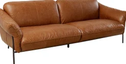 Sofa Ekskluzywna 3-osobowa Brązowa Skóra Semianilinowa Nogi Czarne 226 Cm*KARE Design Sale