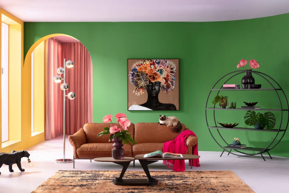 Sofa Ekskluzywna 3-osobowa Brązowa Skóra Semianilinowa Nogi Czarne 226 Cm*KARE Design Sale