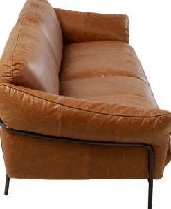 Sofa Ekskluzywna 3-osobowa Brązowa Skóra Semianilinowa Nogi Czarne 226 Cm*KARE Design Sale