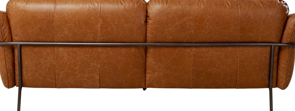 Sofa Ekskluzywna 3-osobowa Brązowa Skóra Semianilinowa Nogi Czarne 226 Cm*KARE Design Sale