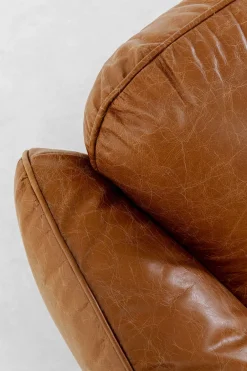 Sofa Ekskluzywna 3-osobowa Brązowa Skóra Semianilinowa Nogi Czarne 226 Cm*KARE Design Sale