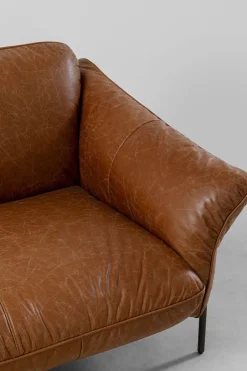 Sofa Ekskluzywna 3-osobowa Brązowa Skóra Semianilinowa Nogi Czarne 226 Cm*KARE Design Sale