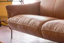 Sofa Ekskluzywna 3-osobowa Brązowa Skóra Semianilinowa Nogi Czarne 226 Cm*KARE Design Sale