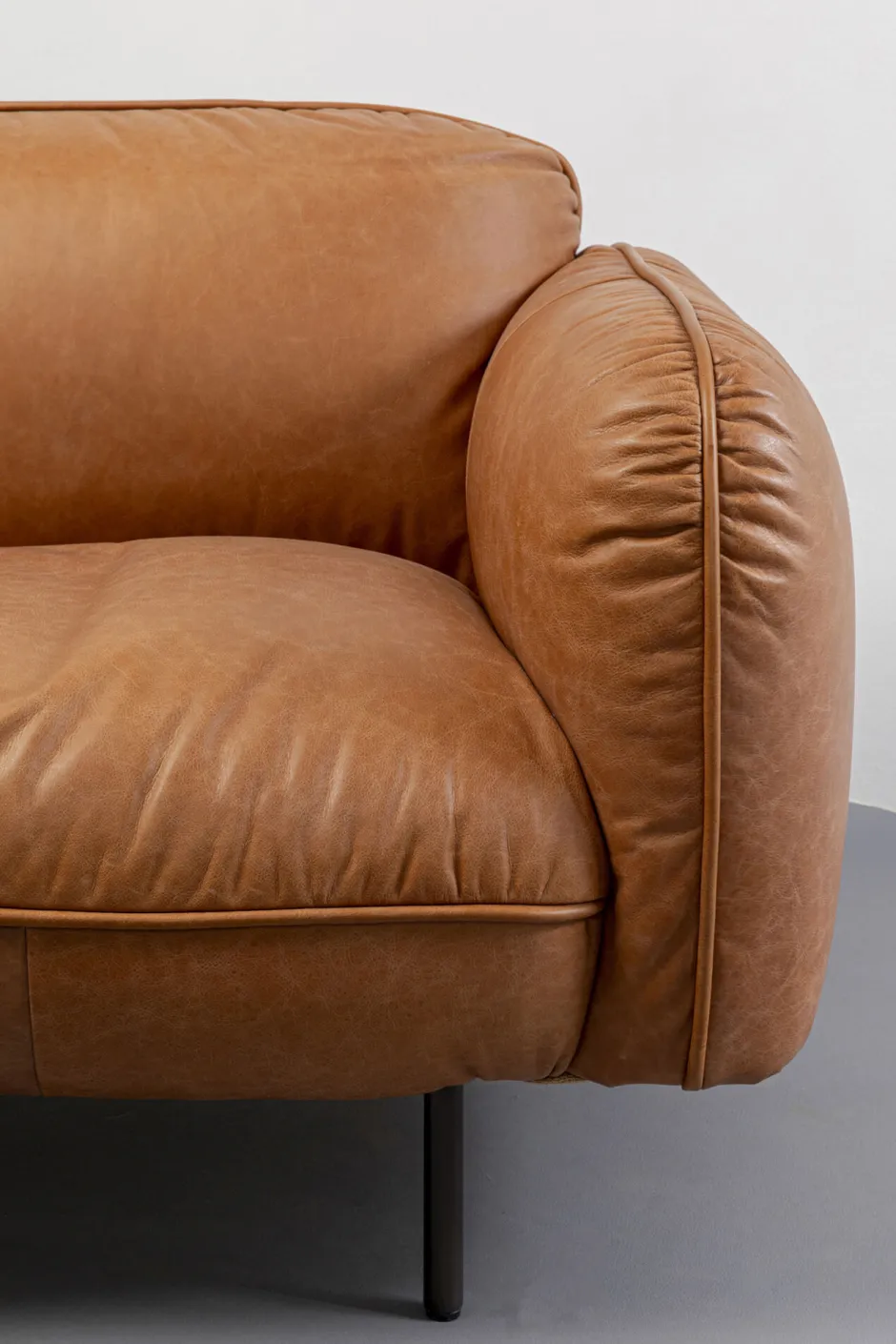 Sofa Ekskluzywna 2-osobowa Skórzana Jasnobrązowa 228 Cm*KARE Design Discount