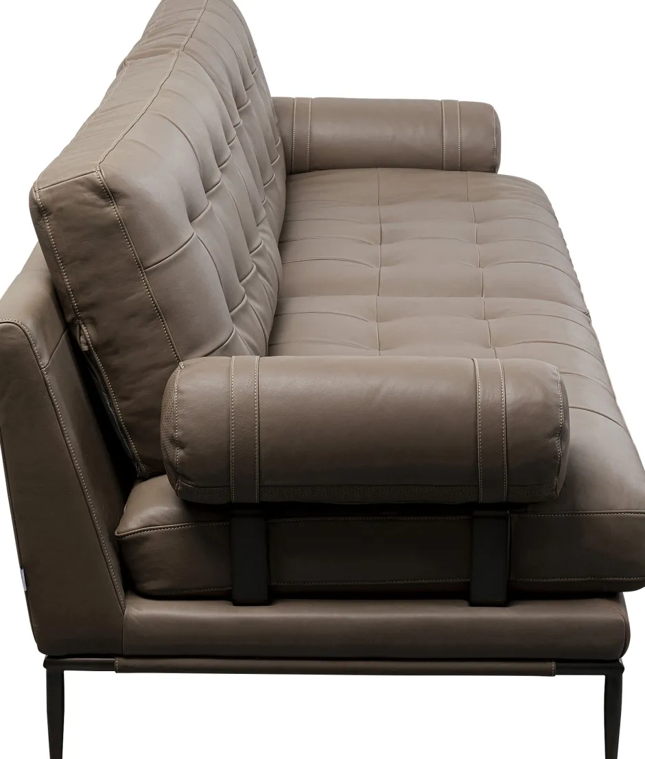 Sofa Ekskluzywna 2-osobowa Skórzana Pikowana Szara 225 Cm*KARE Design Online