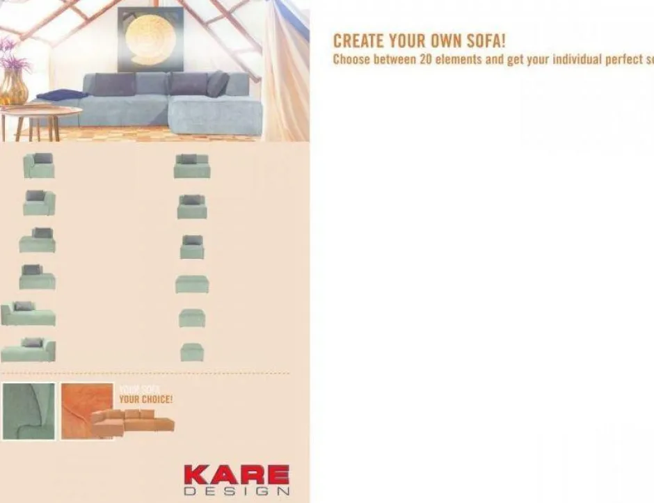 Sofa Infinity Elements 80x70 Cm Szara*KARE Design Best