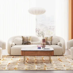 Sofa Kremowa 3-osobowa Tkanina Boucle 225 Cm*KARE Design New