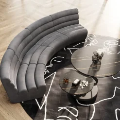 Sofa Modułowa 1 Element Zaokrąglona Welurowa Szara 109 Cm*KARE Design Discount