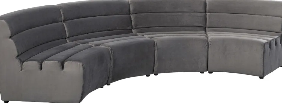 Sofa Modułowa 1 Element Zaokrąglona Welurowa Szara 109 Cm*KARE Design Discount