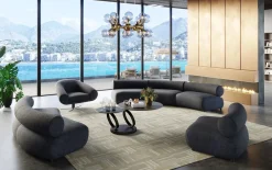 Sofa - Moduł Zaokrąglony Tapicerka Szaroniebieska 145 Cm*KARE Design Outlet