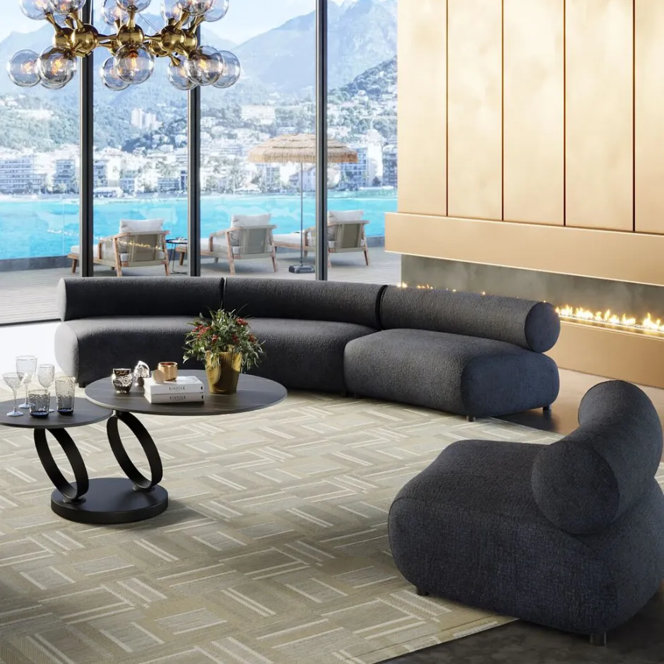 Sofa - Moduł Zaokrąglony Tapicerka Szaroniebieska 145 Cm*KARE Design Outlet