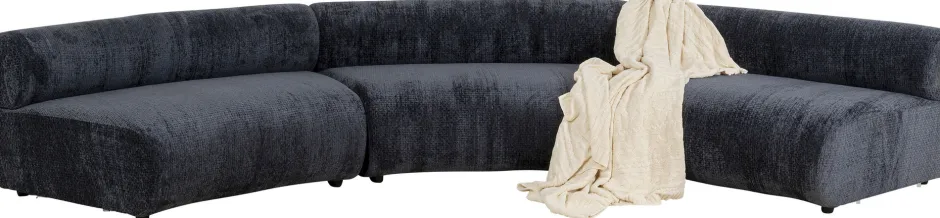 Sofa - Moduł Zaokrąglony Tapicerka Szaroniebieska 145 Cm*KARE Design Outlet
