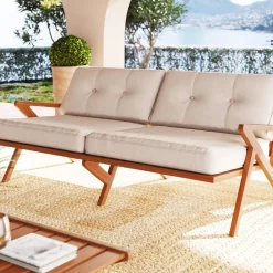 Sofa Ogrodowa 3-osobowa Siedzisko Kremowe 180 Cm Nogi Drewno Akacjowe*KARE Design Hot