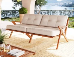 Sofa Ogrodowa 3-osobowa Siedzisko Kremowe 180 Cm Nogi Drewno Akacjowe*KARE Design Hot