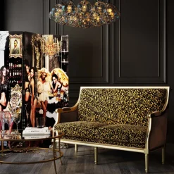 Sofa 2-os. Glamour Do Salonu Panterka Rama Złota 135 Cm*KARE Design Best