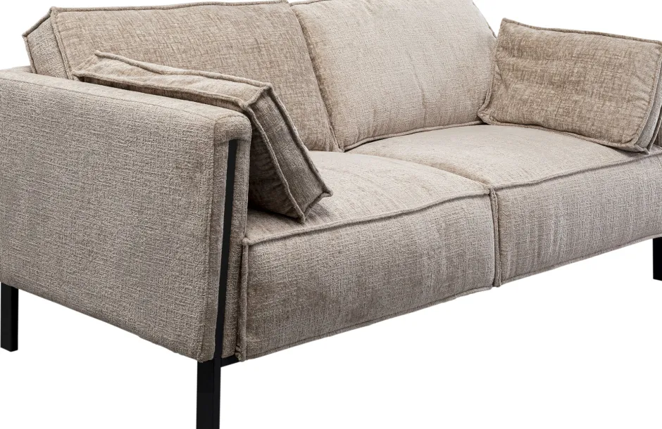 Sofa 2-osobowa Beżowa Tkanina Szenilowa Nogi Czarne 178 Cm*KARE Design Hot