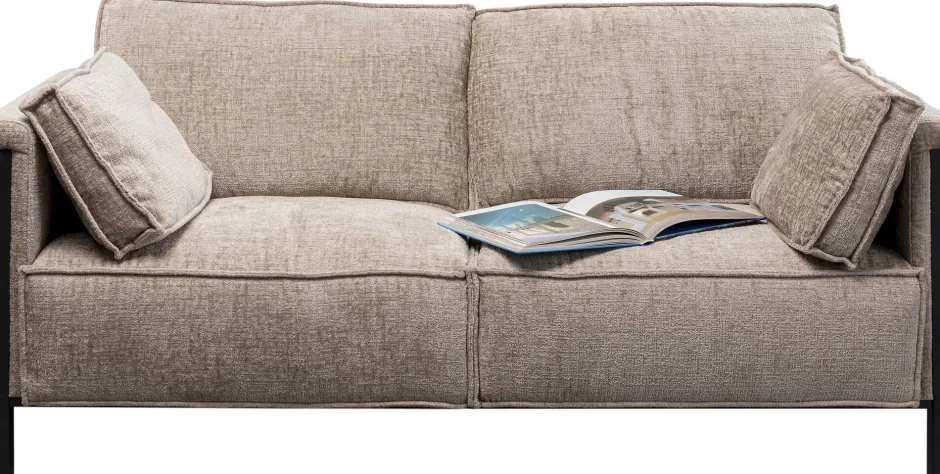 Sofa 2-osobowa Beżowa Tkanina Szenilowa Nogi Czarne 178 Cm*KARE Design Hot