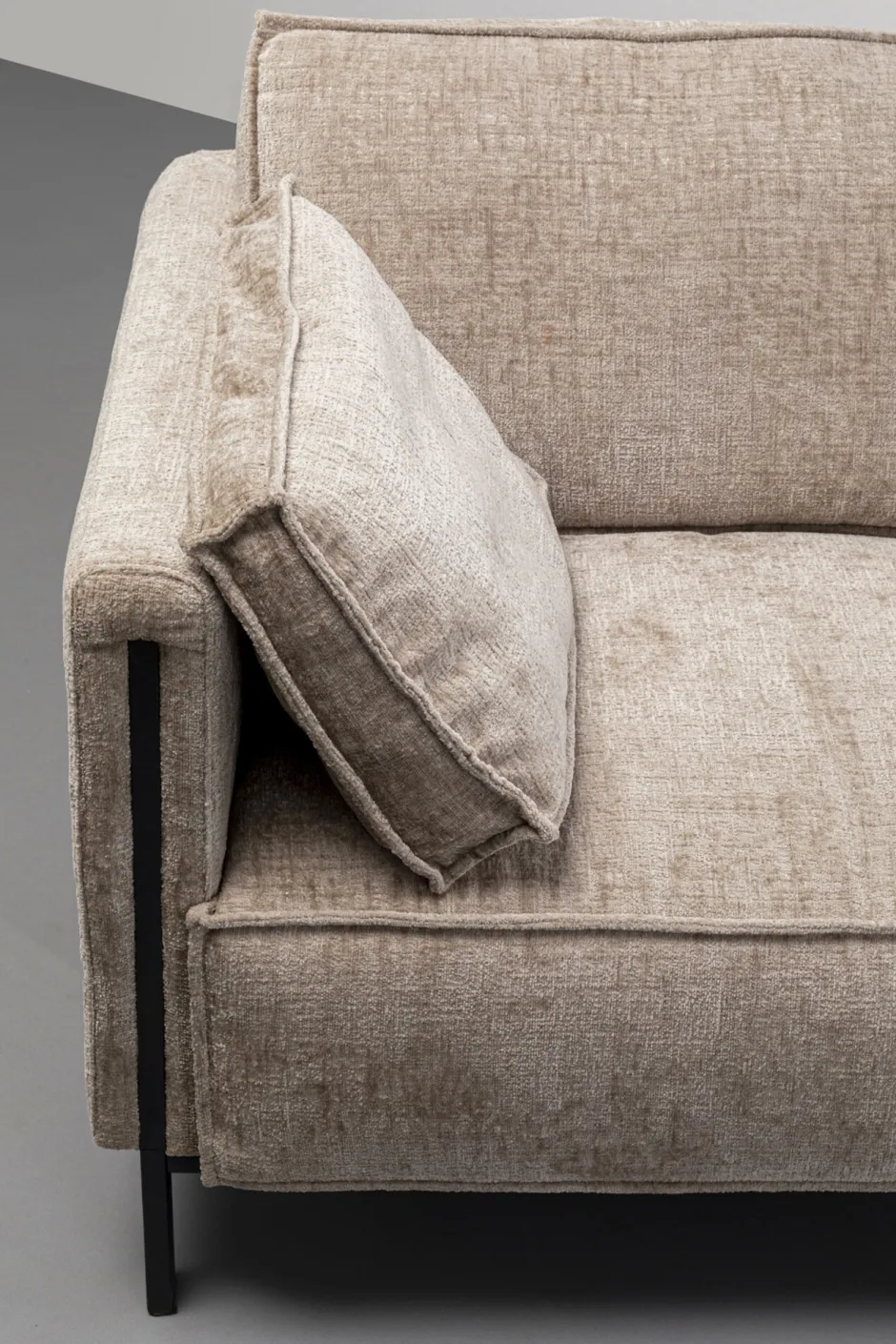 Sofa 2-osobowa Beżowa Tkanina Szenilowa Nogi Czarne 178 Cm*KARE Design Hot
