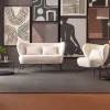 Sofa 2-osobowa Biała Boucle Nogi Czarne Stalowe 139 Cm*KARE Design Online