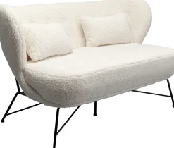 Sofa 2-osobowa Biała Boucle Nogi Czarne Stalowe 139 Cm*KARE Design Online