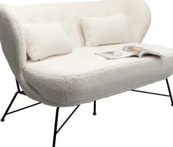 Sofa 2-osobowa Biała Boucle Nogi Czarne Stalowe 139 Cm*KARE Design Online