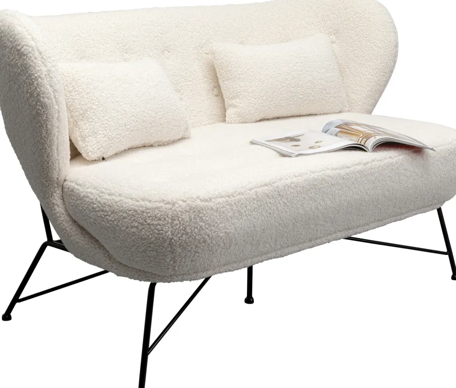 Sofa 2-osobowa Biała Boucle Nogi Czarne Stalowe 139 Cm*KARE Design Online