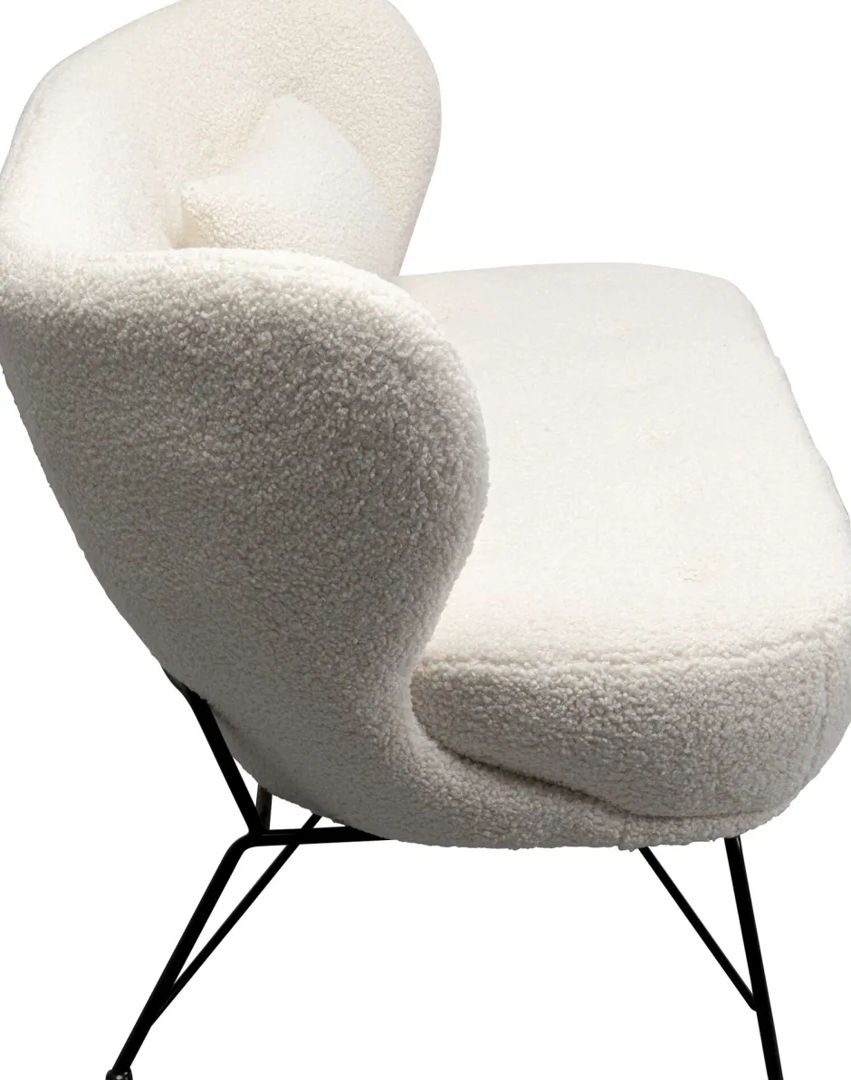 Sofa 2-osobowa Biała Boucle Nogi Czarne Stalowe 139 Cm*KARE Design Online