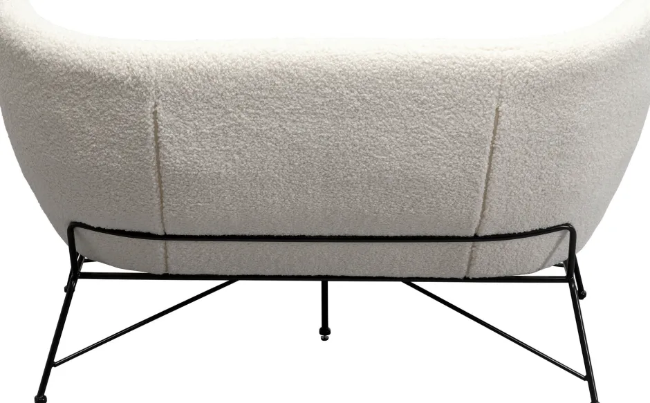 Sofa 2-osobowa Biała Boucle Nogi Czarne Stalowe 139 Cm*KARE Design Online