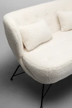 Sofa 2-osobowa Biała Boucle Nogi Czarne Stalowe 139 Cm*KARE Design Online