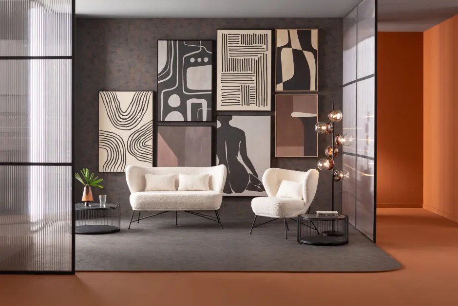 Sofa 2-osobowa Biała Boucle Nogi Czarne Stalowe 139 Cm*KARE Design Online