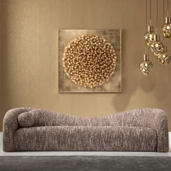 Sofa 3-osobowa Brązowa Tkanina Melanżowa 261 Cm Organiczne Kształy*KARE Design Sale