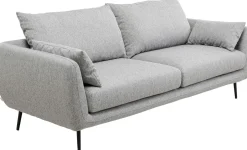 Sofa 3-osobowa 219 Cm Tapicerowana Szara Nogi Czarne*KARE Design Sale