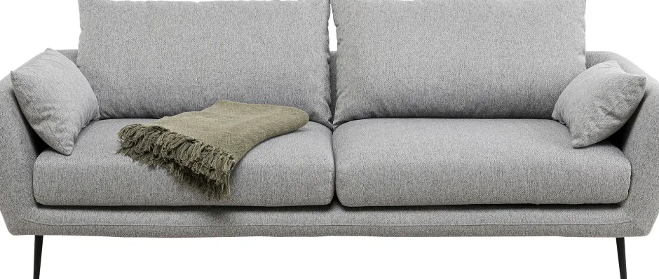 Sofa 3-osobowa 219 Cm Tapicerowana Szara Nogi Czarne*KARE Design Sale